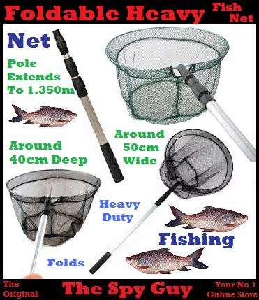 Fish Net Heavy FOLDABLE LARGE 50cm with 1.350m Extension Alum Rod Ideal for Fishing