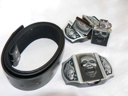 Belt ( SKULL ) with Windproof  REFILLABLE  Lighter