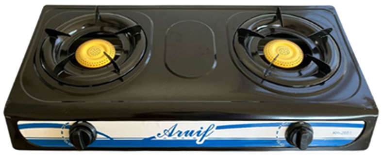 Aruif 2 Plate Gas Stove Steel Black