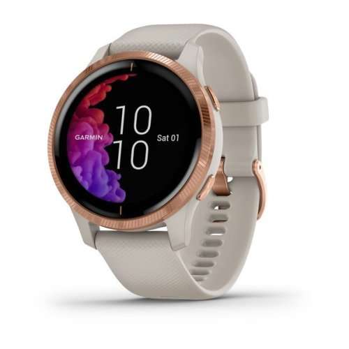 Garmin Venu - AMOLED GPS Smartwatch - Light Sand with Rose Gold Bezel (New)