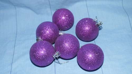 Christmas Tree Decorations - Baubles Set of 6 - Purple
