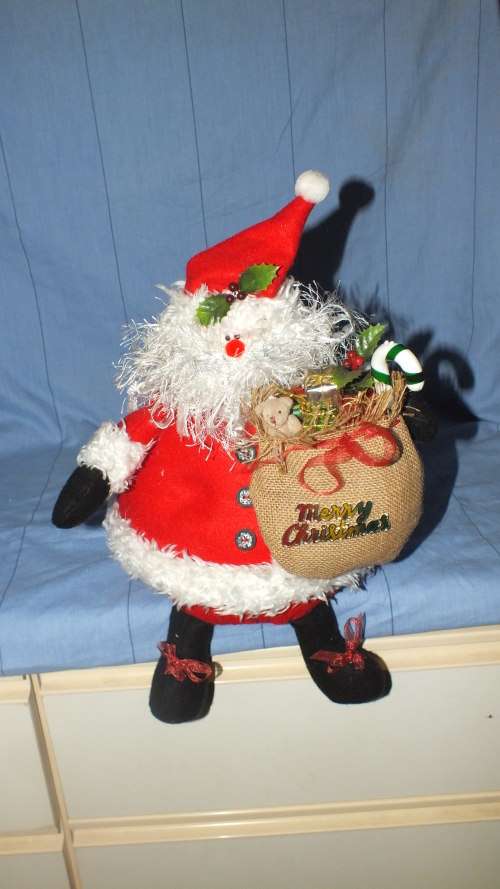 Christmas Decoration - Large Round Sitting Father Christmas - Great For Sitting On A Ledge