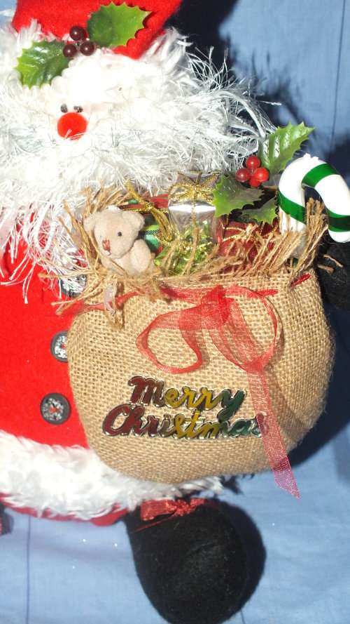 Christmas Decoration - Large Round Sitting Father Christmas - Great For Sitting On A Ledge