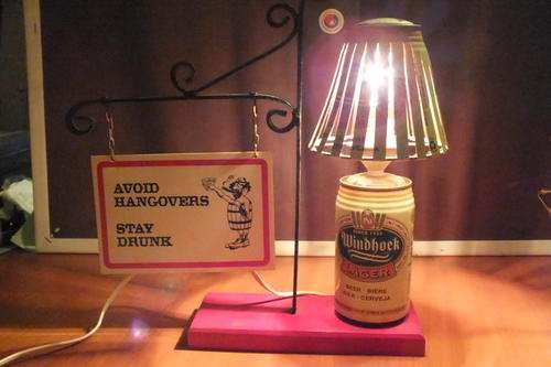 Windhoek Lager Lamp with Avoid Hangovers Stay drunk Sign