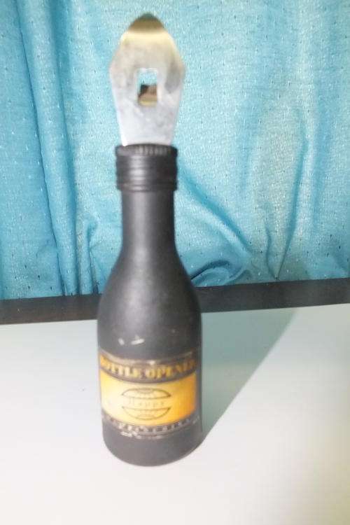 Plastic bottle shaped bottle opener