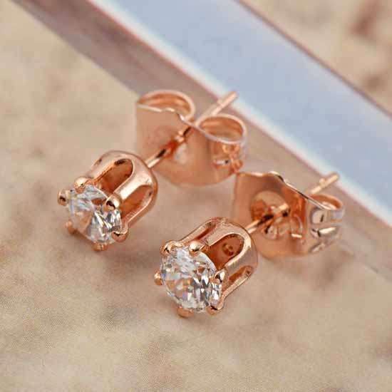 9 Carat Rose Gold Filled Flawless Cubic Zirconia Stud Earrings G688 (N515)