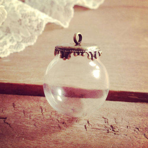Glass Bubble Pendant 20sets - 25*15mm with antique bronze cap