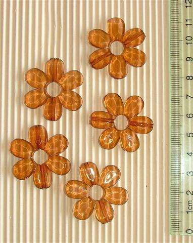 Acrylic Crystals, Large Flower (brown) - 5 per pack