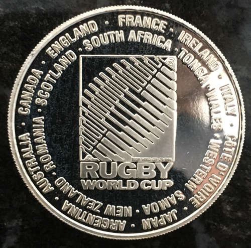 Rugby world cup, 1995, 1 oz .999 fine silver medallion
