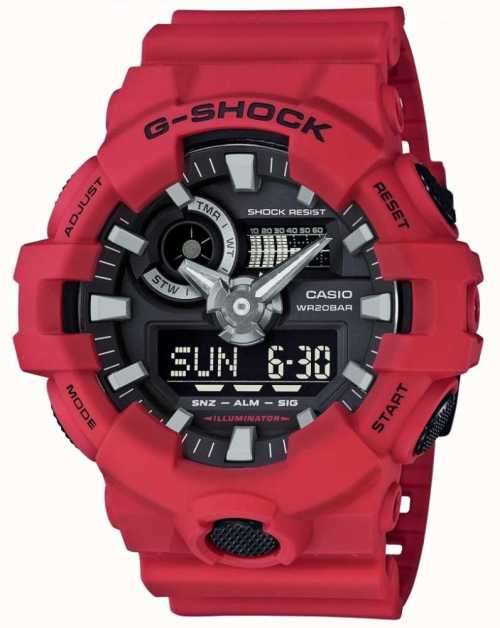 Original Casio G-shock GA-700-4ADR Ana Digi Red Men's Watch, 200 Meter Water Resistant, New