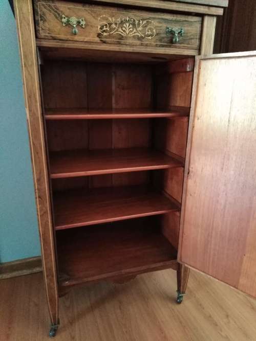 Antique French Inlayed Rosewood Music Cabinet