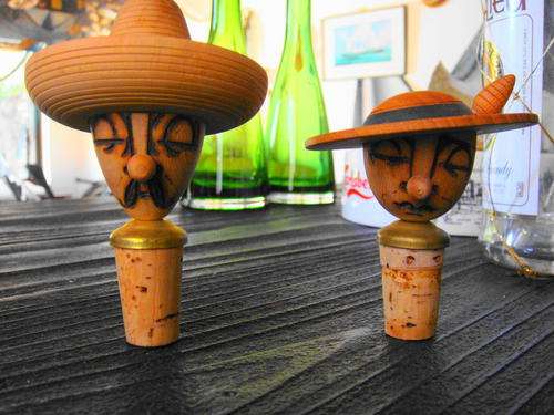 Pair of Quirky Bottle Stoppers for the Bar