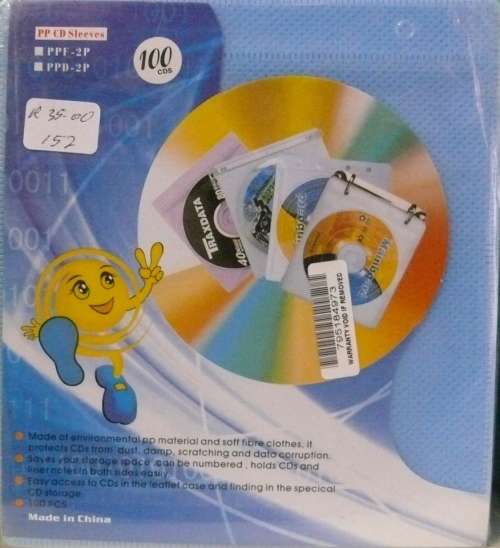 PLASTIC CD SLEEVES 100 PACK BLUE