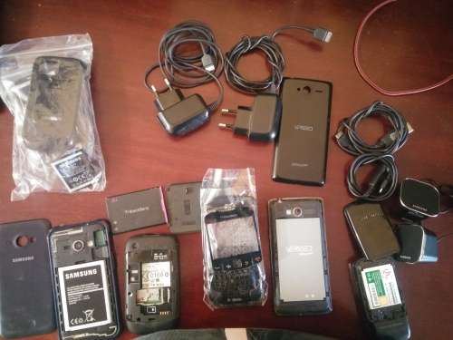 old and new parts batteries chargers and usb cables