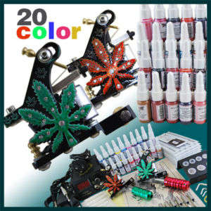Tattoo Kit 2 Machine Gun Power Supply 20 Inks 10-43