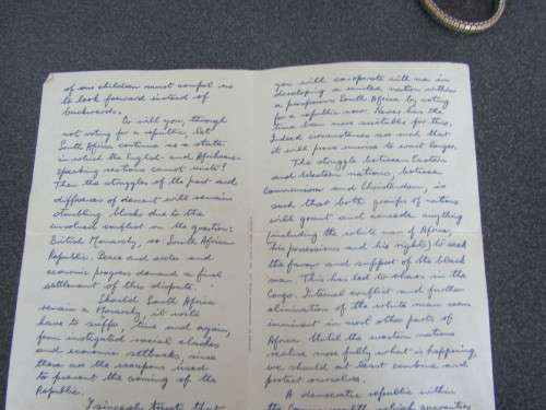 H F VERWOERD LETTER DATED 21/09/1960