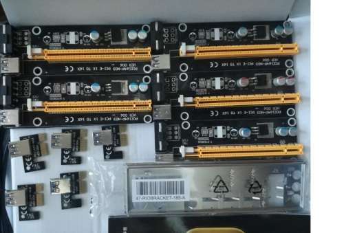 Biostar TB250-BTC, MB, CPU + 5 X PCI-E riser sets.