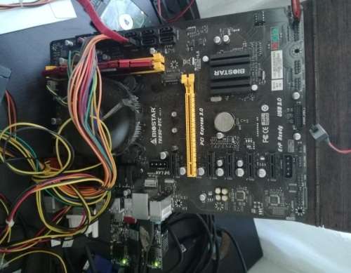 Biostar TB250-BTC, MB, CPU + 5 X PCI-E riser sets.