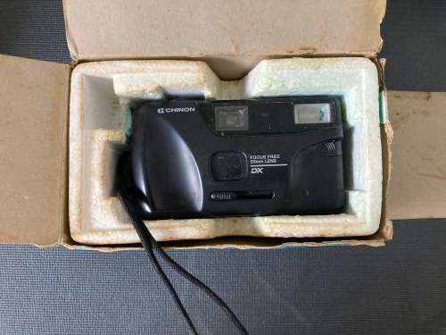 2 boxed point and shoot film cameras Ricoh Chinon