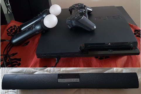PS3 160GB with Original Controller, 2 PlayStation VRs and PS Speaker Bar