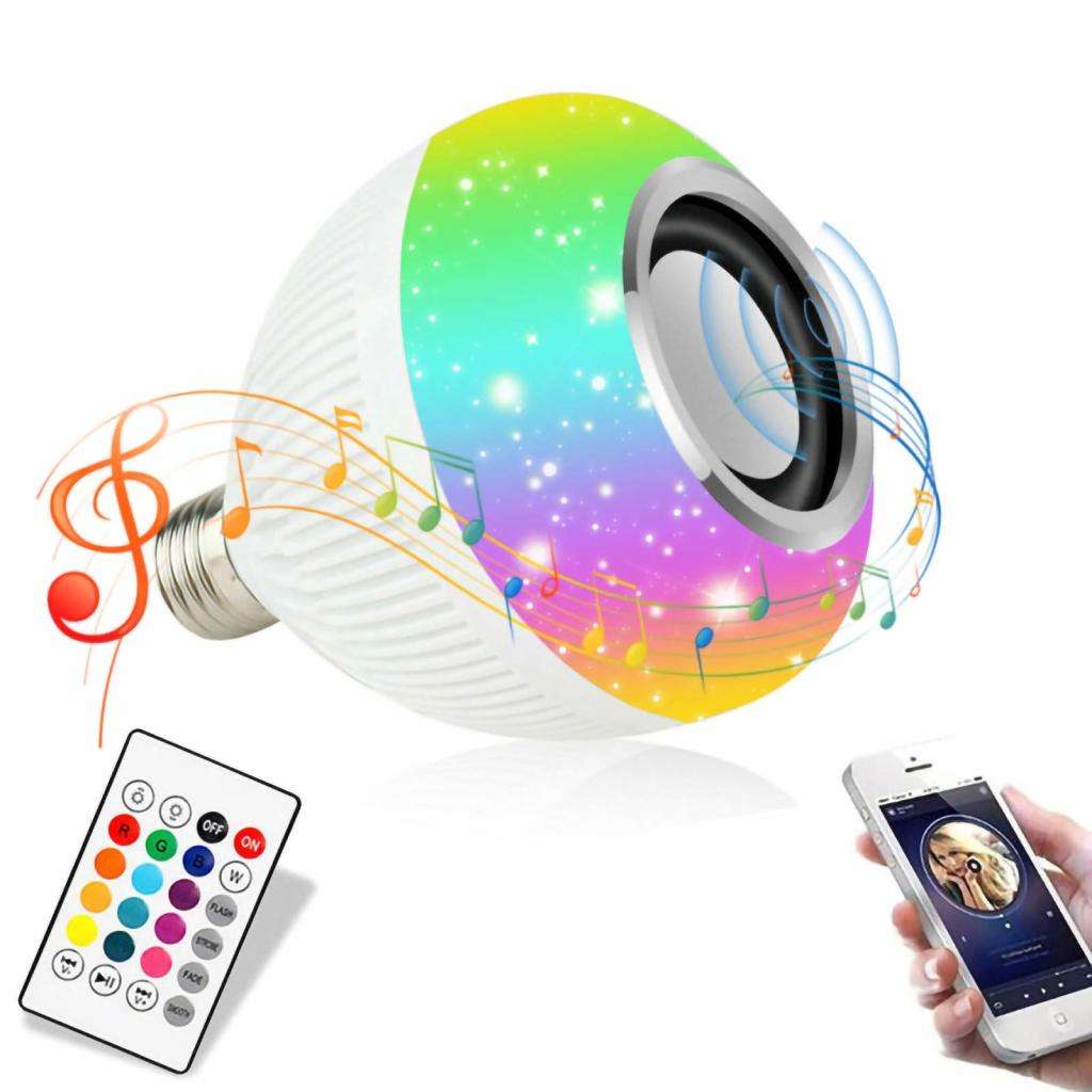 Bluetooth Speaker LED Lamp with Remote Control, E27 Smart Music Lamp, Party Decoration
