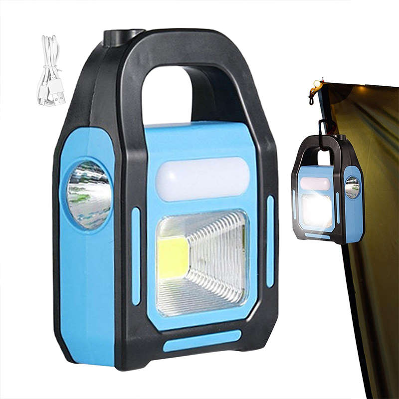 USB Solar Rechargeable Brightest COB LED Camping Lantern 3 in 1