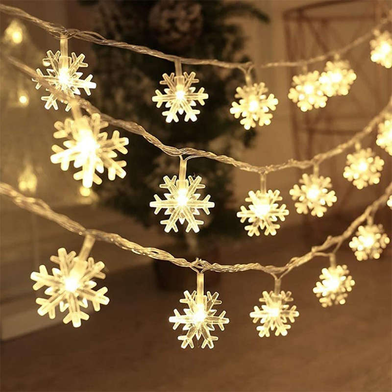 5M Christmas Tree Snowflake Light String Extended Warm White, White