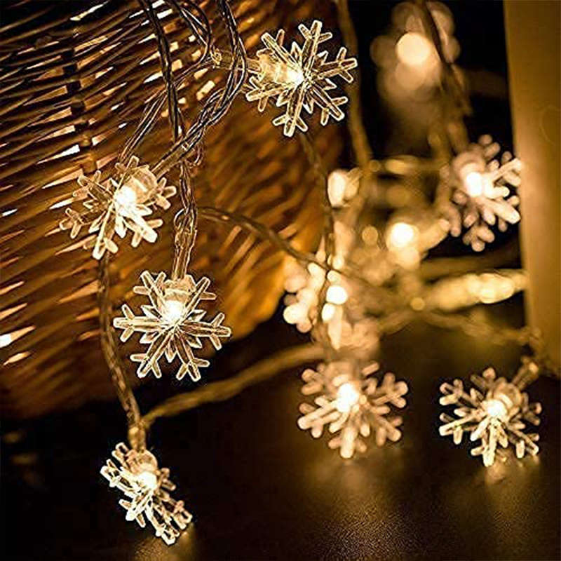 5M Christmas Tree Snowflake Light String Extended Warm White, White