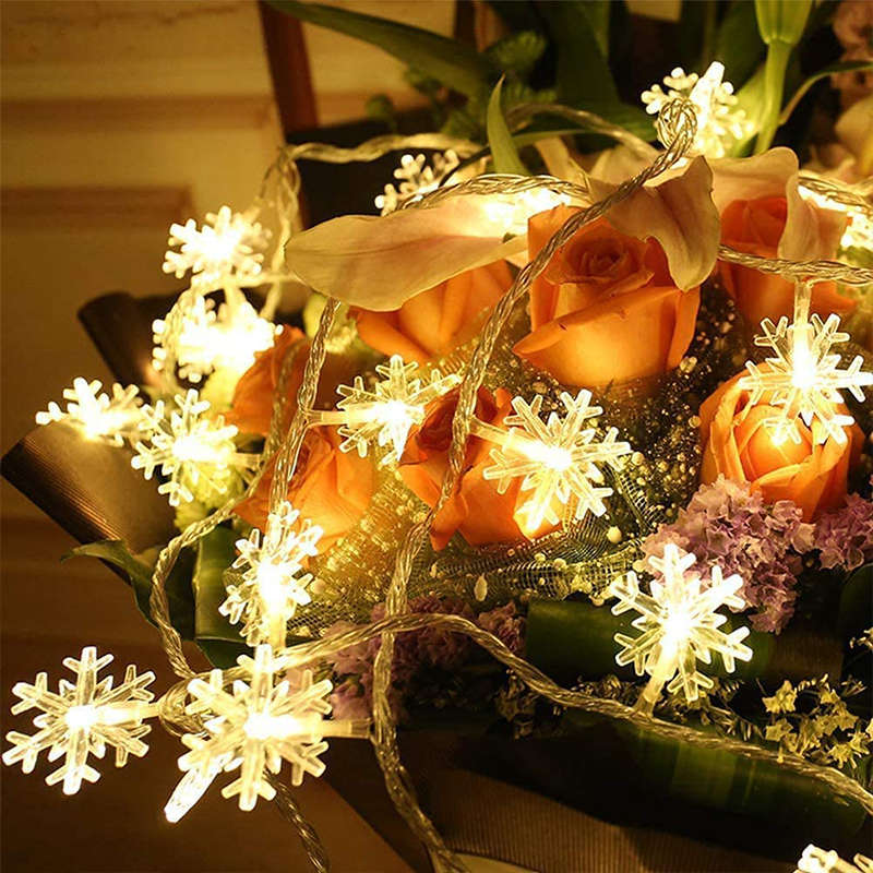 5M Christmas Tree Snowflake Light String Extended Warm White, White