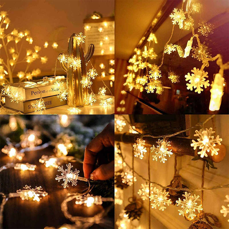 5M Christmas Tree Snowflake Light String Extended Warm White, White
