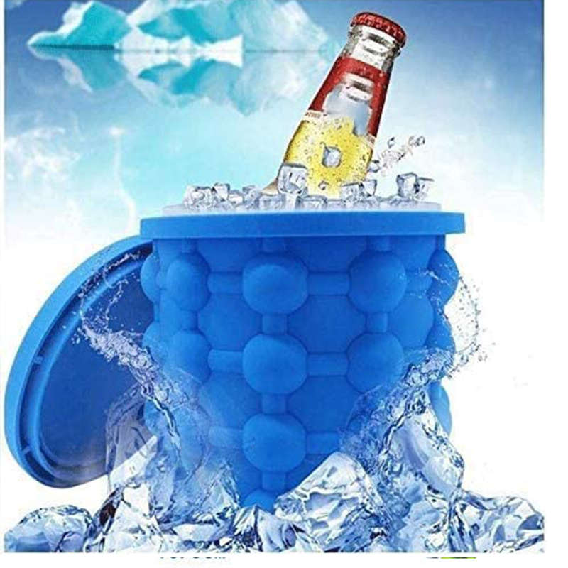 Creative Silicone Ice Bucket, Rapid Ice Maker, Ice Tray Mold Thickened Ice Cup With Lid Beer Drink C