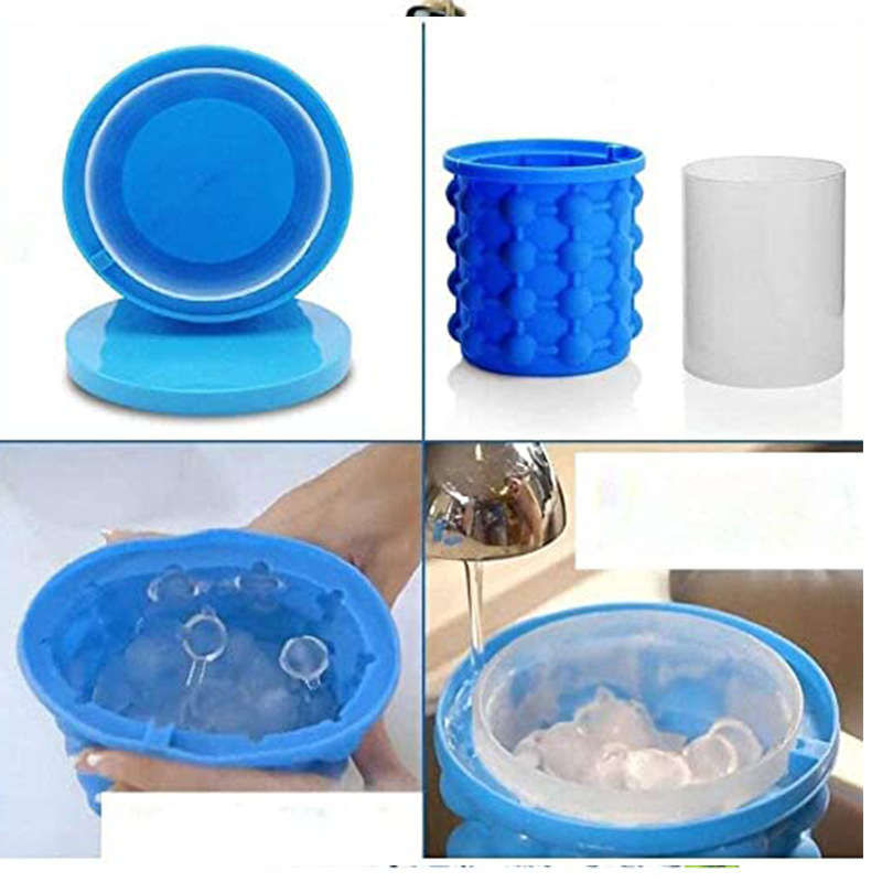Creative Silicone Ice Bucket, Rapid Ice Maker, Ice Tray Mold Thickened Ice Cup With Lid Beer Drink C