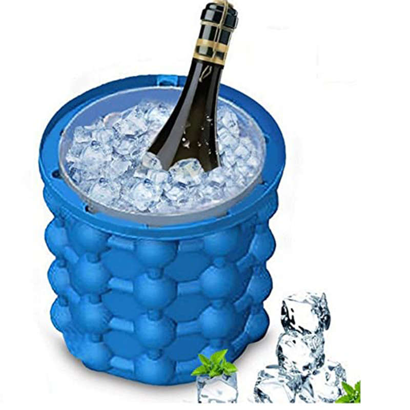Creative Silicone Ice Bucket, Rapid Ice Maker, Ice Tray Mold Thickened Ice Cup With Lid Beer Drink C