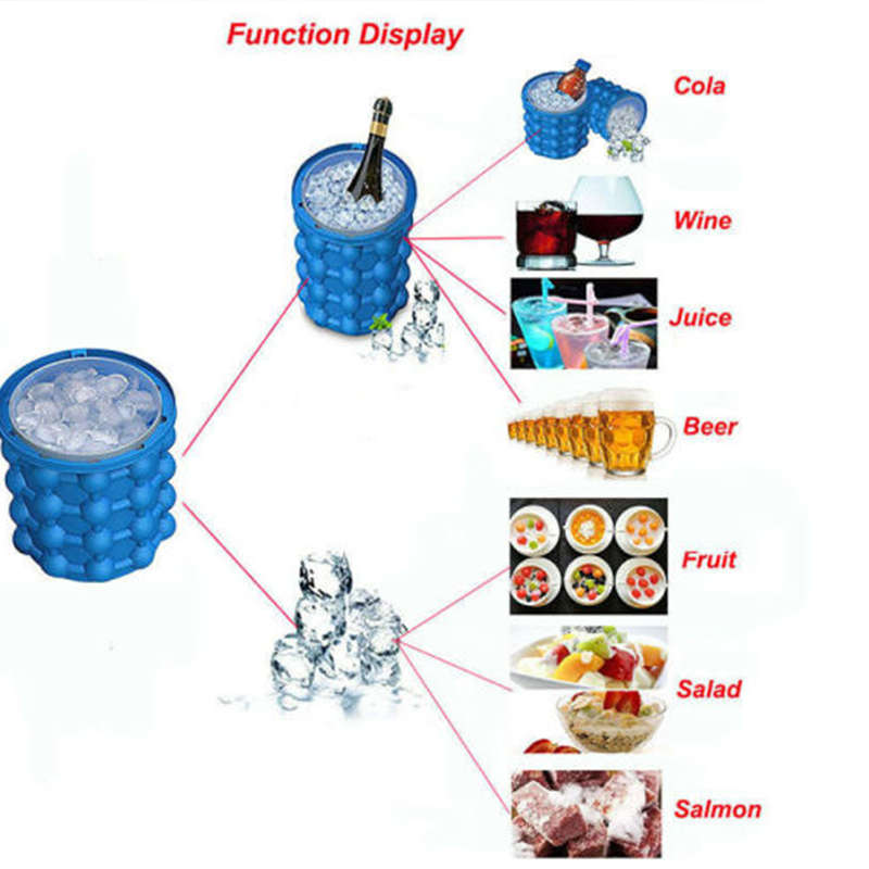 Creative Silicone Ice Bucket, Rapid Ice Maker, Ice Tray Mold Thickened Ice Cup With Lid Beer Drink C