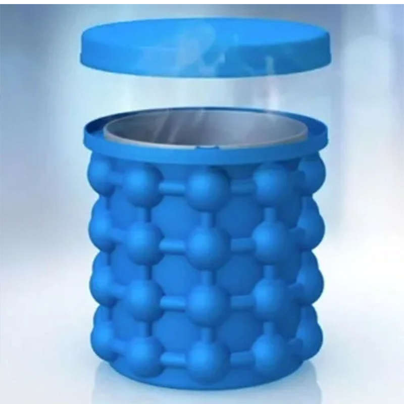 Creative Silicone Ice Bucket, Rapid Ice Maker, Ice Tray Mold Thickened Ice Cup With Lid Beer Drink C