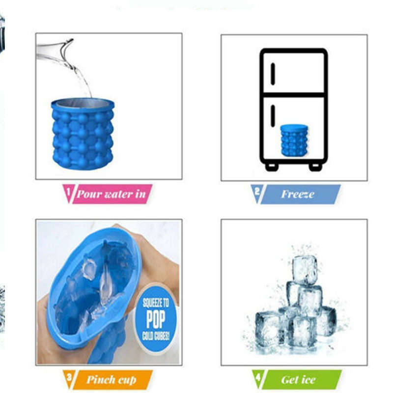 Creative Silicone Ice Bucket, Rapid Ice Maker, Ice Tray Mold Thickened Ice Cup With Lid Beer Drink C
