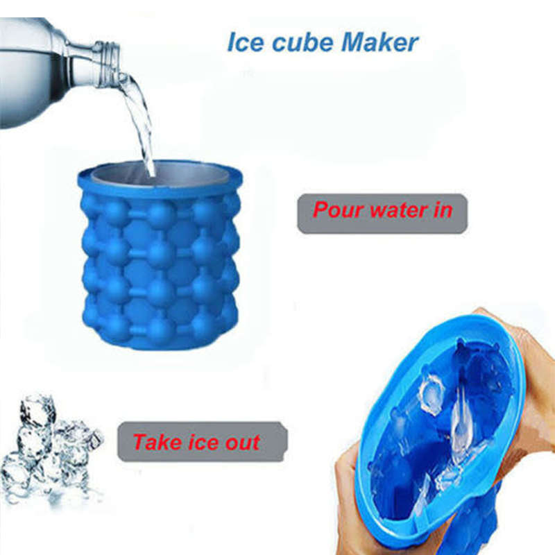 Creative Silicone Ice Bucket, Rapid Ice Maker, Ice Tray Mold Thickened Ice Cup With Lid Beer Drink C