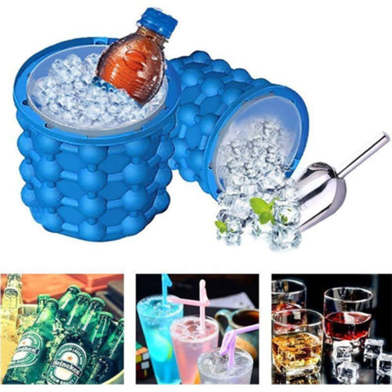 Creative Silicone Ice Bucket, Rapid Ice Maker, Ice Tray Mold Thickened Ice Cup With Lid Beer Drink C