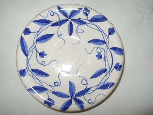 REDUCED FOR LEONORA5! SMALL HAND PAINTED DEEP BLUE & WHITE BOWL BY JOHN SWAN