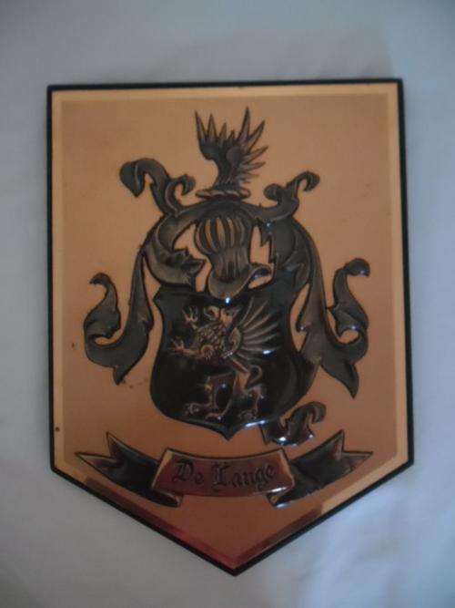 COAT OF ARMS, Embossed Copper Crest Plaque Family "De Lange", REDUCED BY R100.00