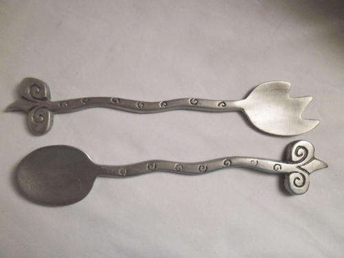 REDUCED BY 50 %! WUMA *RED PEPPER* PEWTER ALUMINIUM SALAD SERVERS