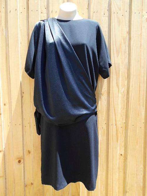 SALE!!! VINTAGE 80'S FRENCH *AVANT GARDE* BLACK SATIN DRAPE DRESS, SIZE 38, LIKE NEW!