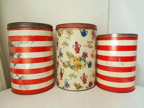 REDUCED BY 50 %! THREE LOVELY VINTAGE LARGE TINS, ALL THREE FOR ONE BID!
