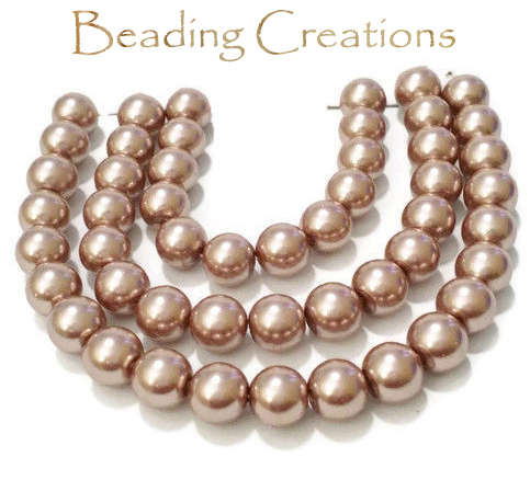 GLASS PEARL BEADS - LIGHT MOCHA - 8mm - 50 PCS