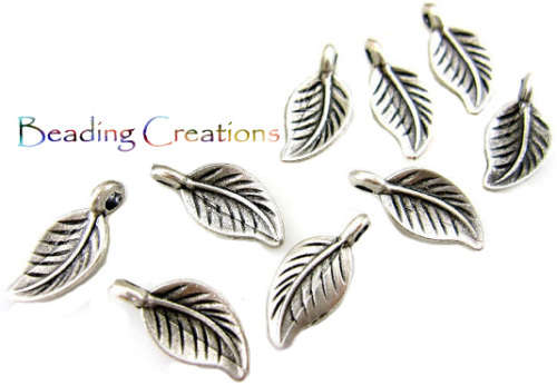 CHARMS - ANTIQUE SILVER - LEAF - CHARMS - 7x14mm