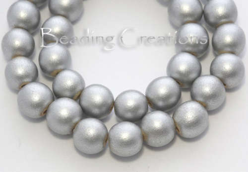 WOODEN BEADS - NATURAL - SILVER - ROUND - 10mm - 20 PCS
