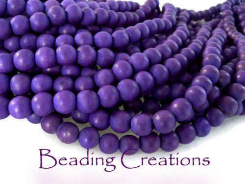 WOODEN BEADS - NATURAL - PURPLE - ROUND - 10mm - 20 PCS