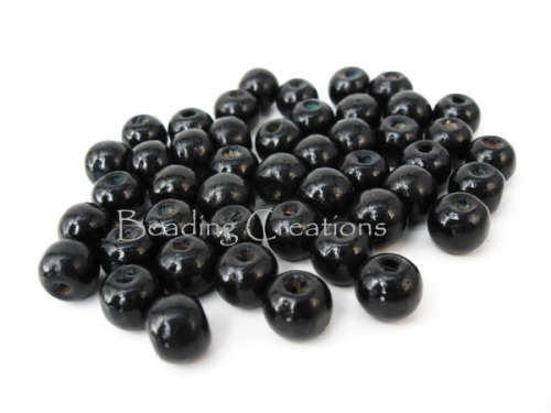 WOODEN BEADS - NATURAL - BLACK - ROUND - 10mm - 20 PCS
