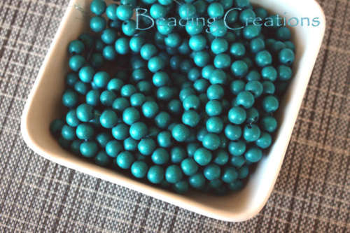 WOODEN BEADS - NATURAL - TEAL BLUE - ROUND - 10mm - 20 PCS