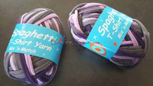 SPAGHETTI T-SHIRT YARN - PURPLE AND GREY MIX - SOLD PER METER